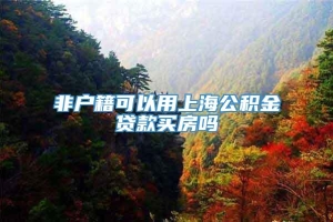 非户籍可以用上海公积金贷款买房吗