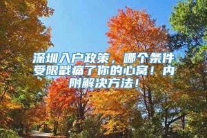 深圳入户政策，哪个条件受限戳痛了你的心窝！内附解决方法！