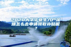 2020大学毕业生入户深圳怎么去申请领取补贴呢？