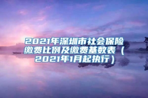 2021年深圳市社会保险缴费比例及缴费基数表（2021年1月起执行）