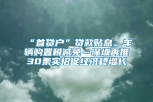 “首贷户”贷款贴息、车辆购置税减免…深圳再推30条实招促经济稳增长