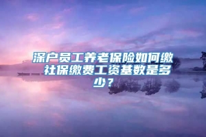 深户员工养老保险如何缴 社保缴费工资基数是多少？