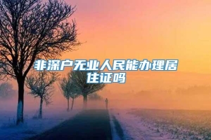 非深户无业人民能办理居住证吗