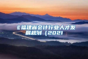 《福建省会计行业人才发展规划（2021