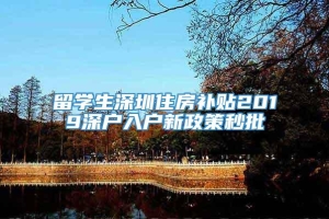 留学生深圳住房补贴2019深户入户新政策秒批