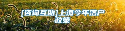 [咨询互助]上海今年落户政策