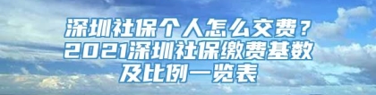 深圳社保个人怎么交费？2021深圳社保缴费基数及比例一览表