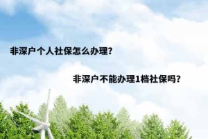 非深户个人社保怎么办理？非深户不能办理1档社保吗？