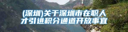 (深圳)关于深圳市在职人才引进积分通道开放事宜