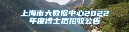 上海市大数据中心2022年度博士后招收公告