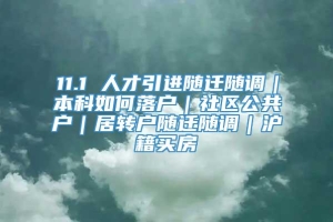 11.1 人才引进随迁随调｜本科如何落户｜社区公共户｜居转户随迁随调｜沪籍买房