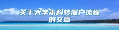 关于大学本科转深户流程的文章