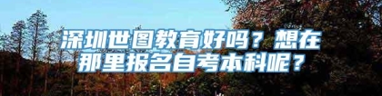 深圳世图教育好吗？想在那里报名自考本科呢？