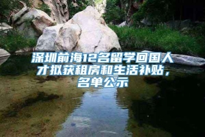 深圳前海12名留学回国人才拟获租房和生活补贴，名单公示