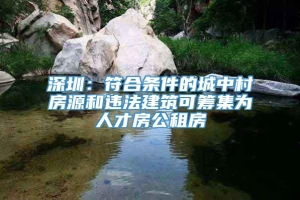 深圳：符合条件的城中村房源和违法建筑可筹集为人才房公租房