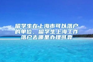 留学生在上海市可以落户的单位，留学生上海工作落户去哪里办理可靠