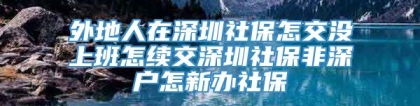 外地人在深圳社保怎交没上班怎续交深圳社保非深户怎新办社保