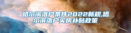 哈尔滨落户条件2022新规,哈尔滨落户买房补贴政策