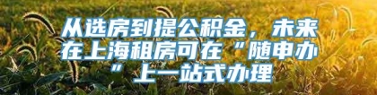 从选房到提公积金，未来在上海租房可在“随申办”上一站式办理