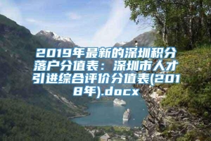 2019年最新的深圳积分落户分值表：深圳市人才引进综合评价分值表(2018年).docx