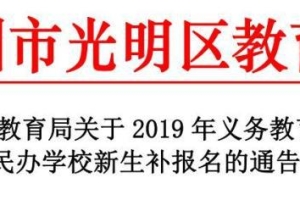 需居住证、社保等材料！2019年光明区民办中小学补报名指南来了！