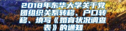2018年东华大学关于党团组织关系转移、户口转移、填写《婚育状况调查表》的通知