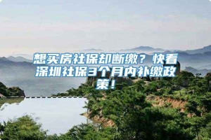 想买房社保却断缴？快看深圳社保3个月内补缴政策！