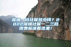 深圳一档社保多少钱？2022深圳社保一二三档缴费标准看这里！