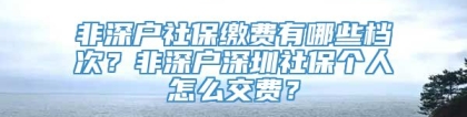 非深户社保缴费有哪些档次？非深户深圳社保个人怎么交费？