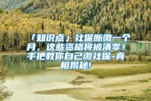 「知识点」社保断缴一个月，这些资格将被清零！手把教你自己缴社保-真相揭秘!