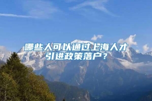 哪些人可以通过上海人才引进政策落户？