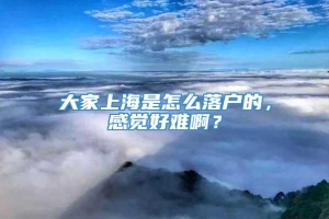 大家上海是怎么落户的，感觉好难啊？