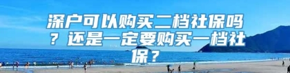 深户可以购买二档社保吗？还是一定要购买一档社保？