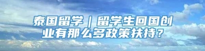 泰国留学｜留学生回国创业有那么多政策扶持？