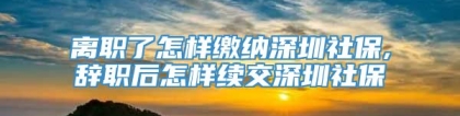 离职了怎样缴纳深圳社保,辞职后怎样续交深圳社保