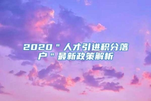 2020＂人才引进积分落户＂最新政策解析