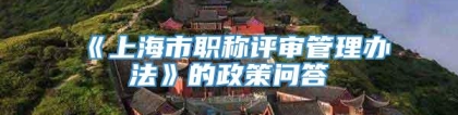 《上海市职称评审管理办法》的政策问答