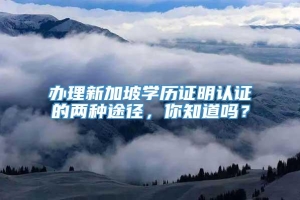 办理新加坡学历证明认证的两种途径，你知道吗？