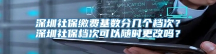 深圳社保缴费基数分几个档次？深圳社保档次可以随时更改吗？