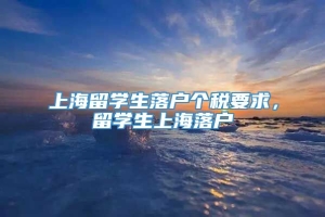 上海留学生落户个税要求，留学生上海落户