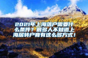 2021年上海落户需要什么条件？很多人不知道上海居转户竟有这么多方式！