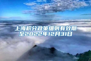 上海积分政策细则有效期至2022年12月31日