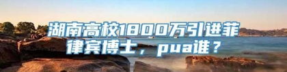 湖南高校1800万引进菲律宾博士，pua谁？