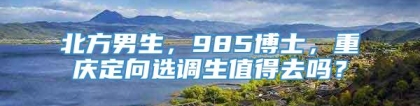 北方男生，985博士，重庆定向选调生值得去吗？