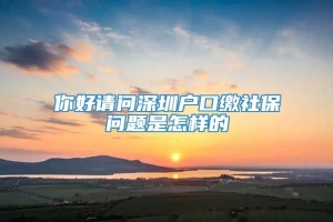 你好请问深圳户口缴社保问题是怎样的