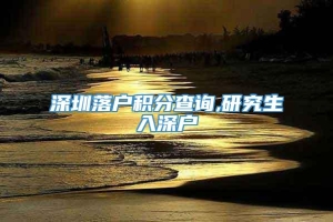 深圳落户积分查询,研究生入深户