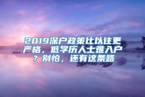 2019深户政策比以往更严格，低学历人士难入户？别怕，还有这条路