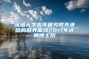 深圳大学高等研究院先进结构和界面组2017年诚聘博士后