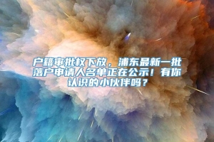 户籍审批权下放，浦东最新一批落户申请人名单正在公示！有你认识的小伙伴吗？