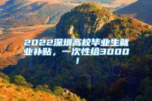 2022深圳高校毕业生就业补贴，一次性给3000！